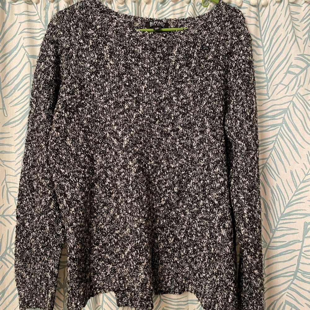 Black and white sweater , scoop neck loose fit